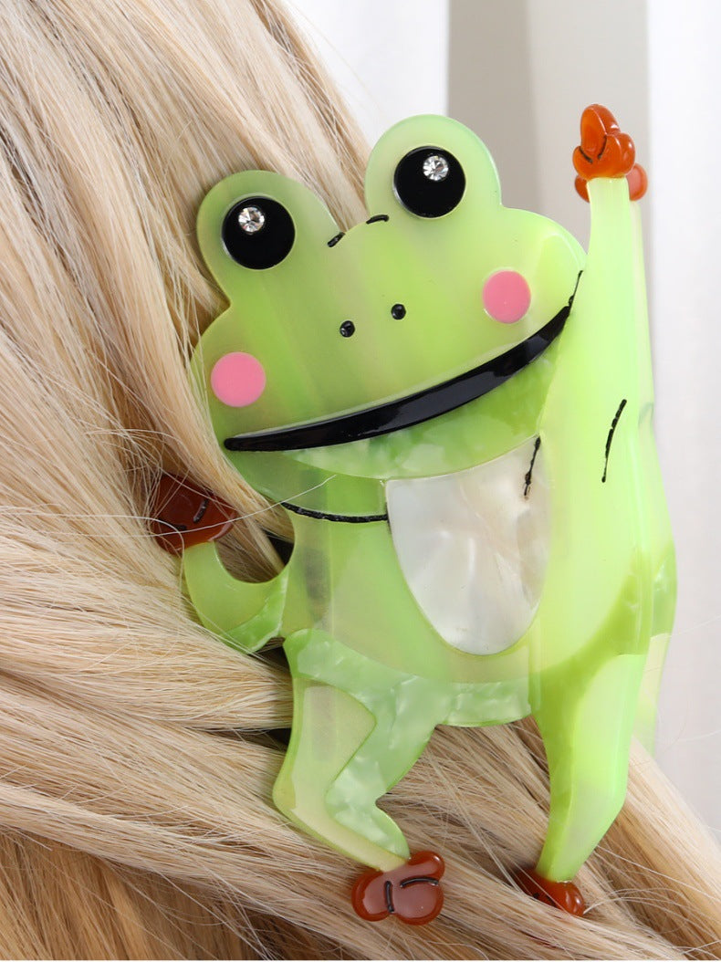Cute Frog Hair Clip with Snake Claw Design - Colorful Hair Accessory