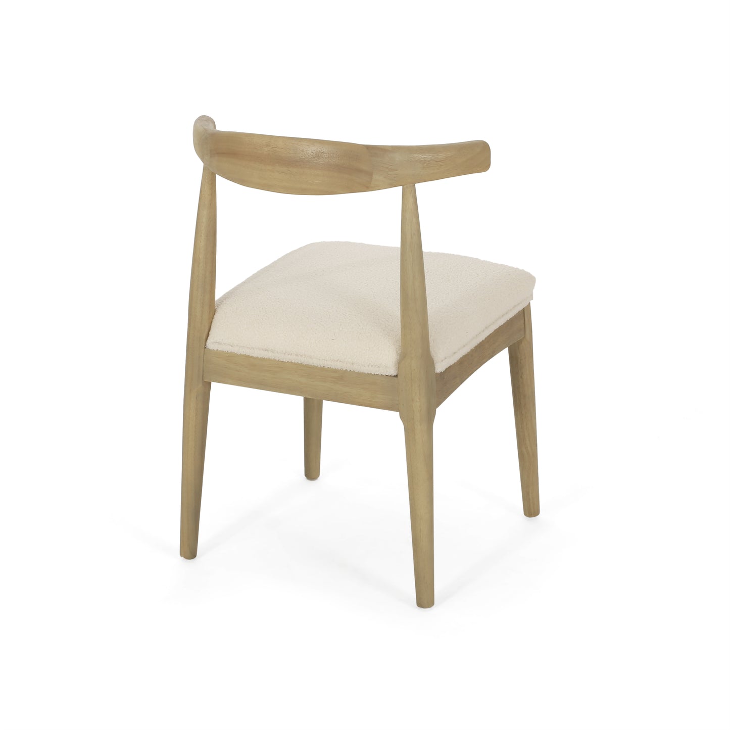 Mid-Century Modern Dining Chair Set of 2 - Ivory Upholstered