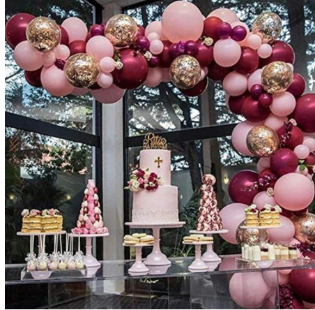 Pink Latex Balloons with Balloon Chain Set for Party Decoration
