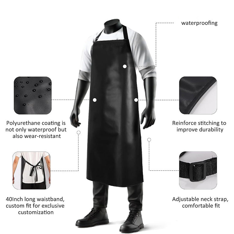Waterproof PU Neck Apron with Leather Strap - Adjustable Length