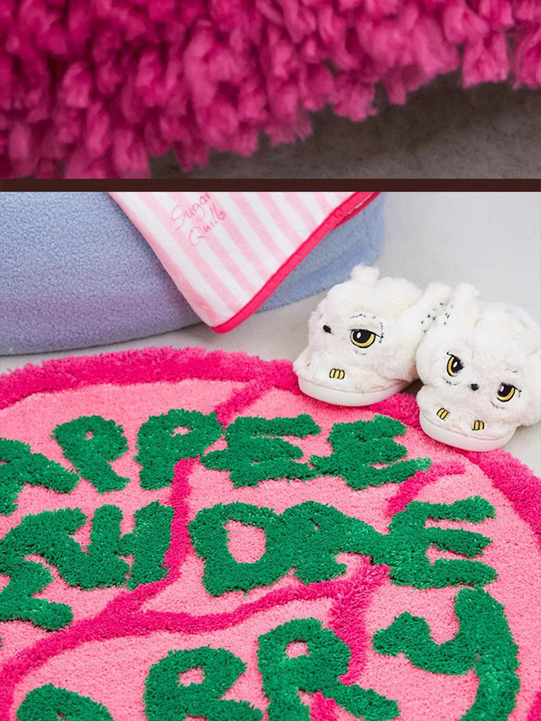 Geometric Pattern Cake Flocking Carpet - Non-Slip Household Floor Mat 90x90cm