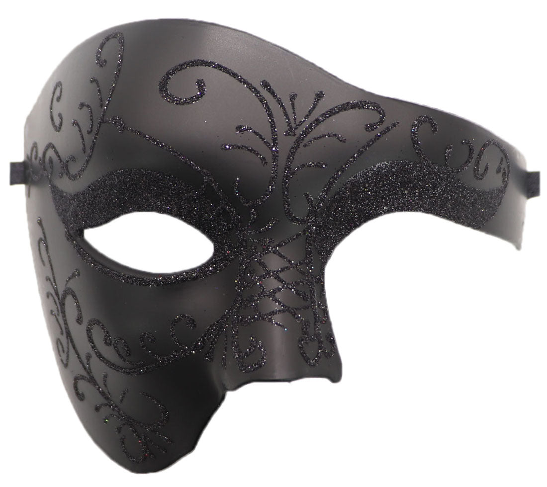 One-Eye Half Face Party Mask - Antique Gold Silver Black for Halloween