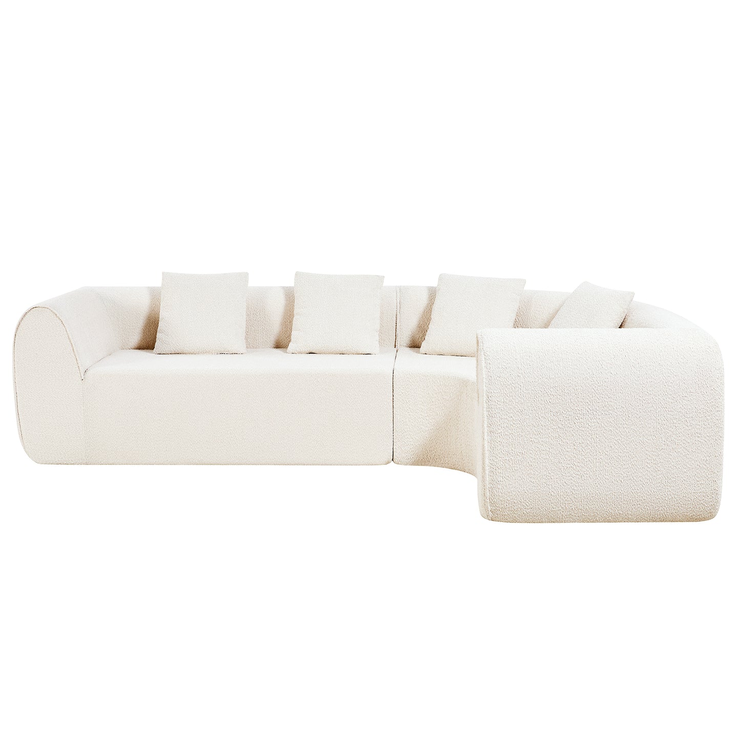 110" Modern Curved L-Shaped Sectional Sofa - White