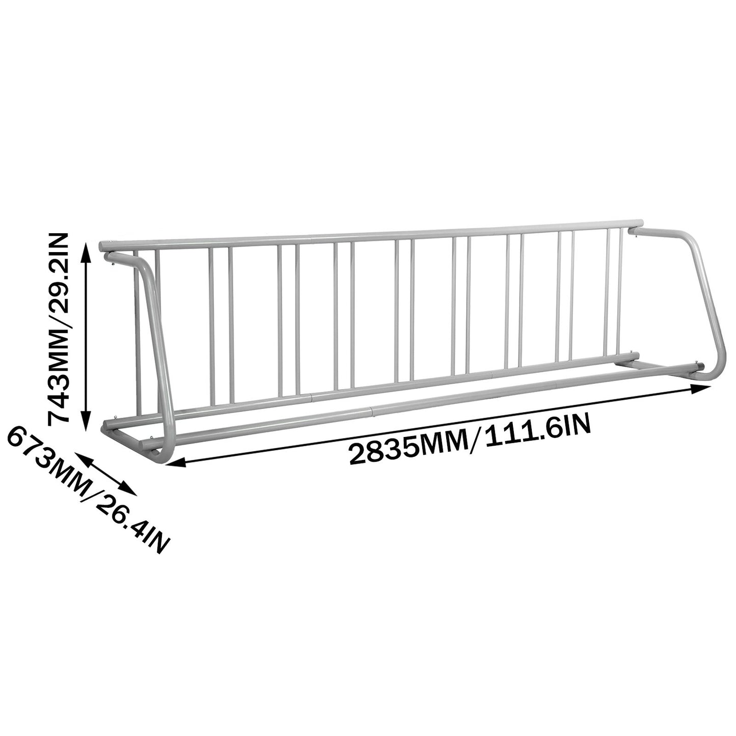9-Bike Steel Floor Bike Rack Storage Stand for Garage Yards - Silver