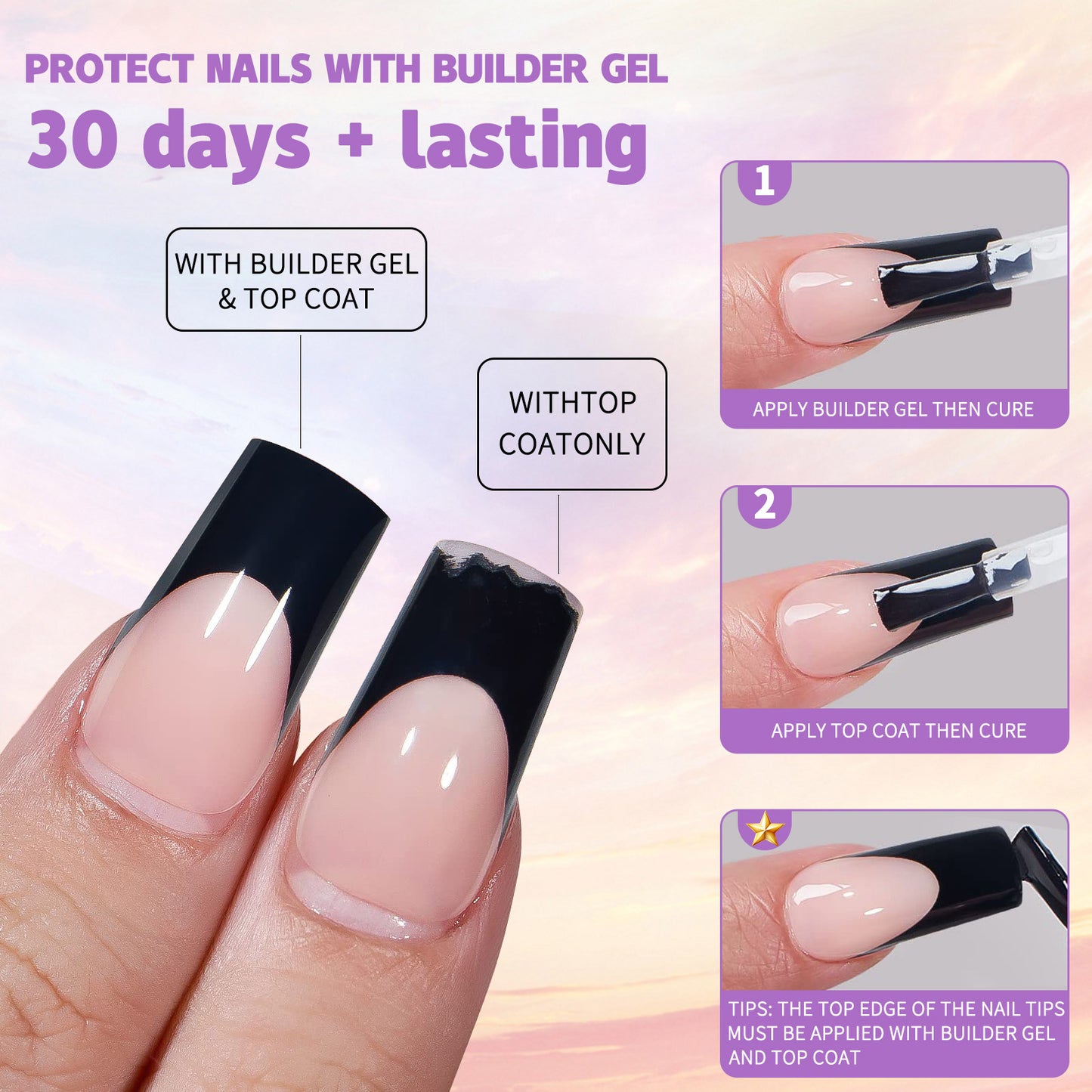 Black Nail Wraps - Seamless, Removable Nail Art Stickers for Ladies