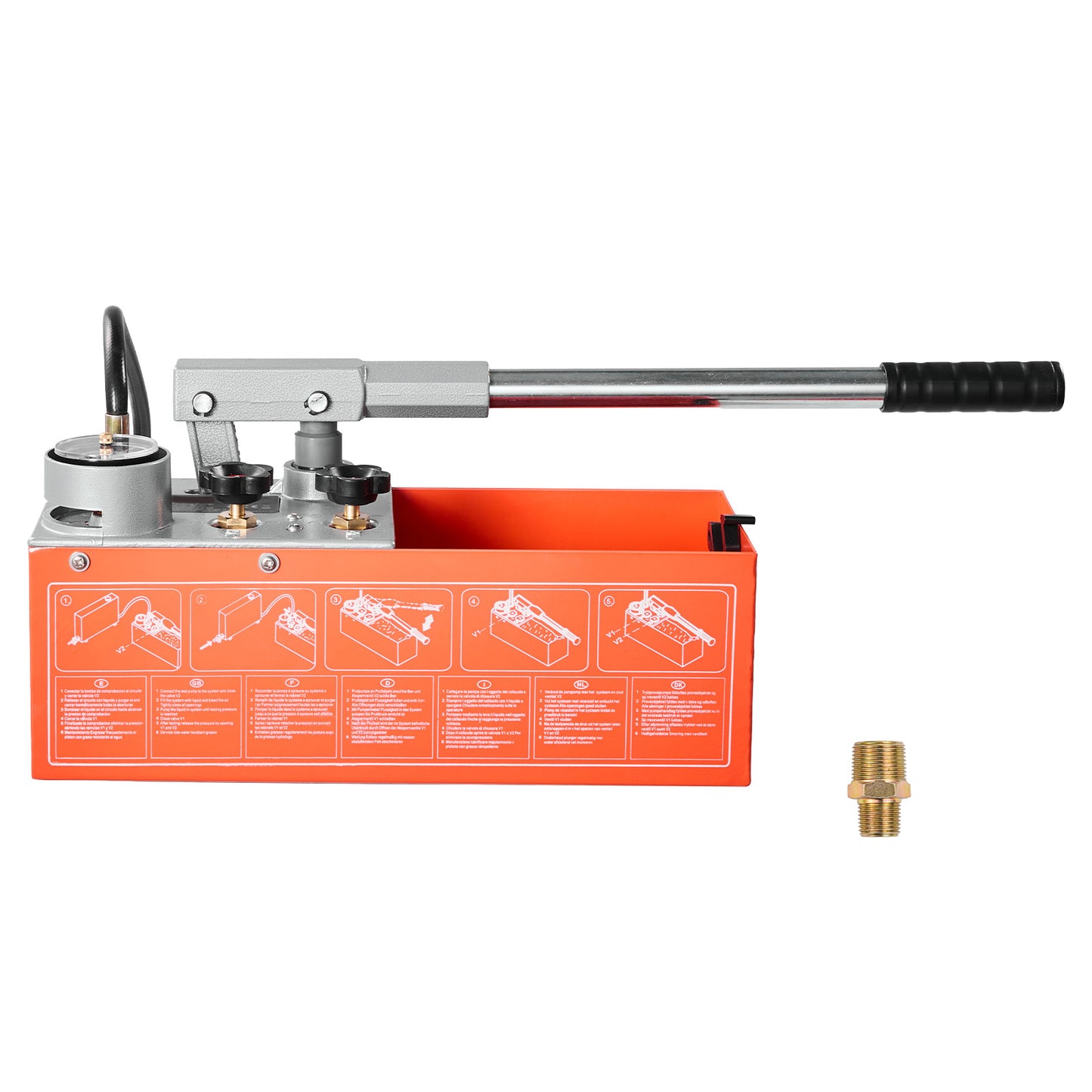 Hydrostatic Test Pump 2 Gallon Hydraulic Water Pressure Tester Kit with Gauge