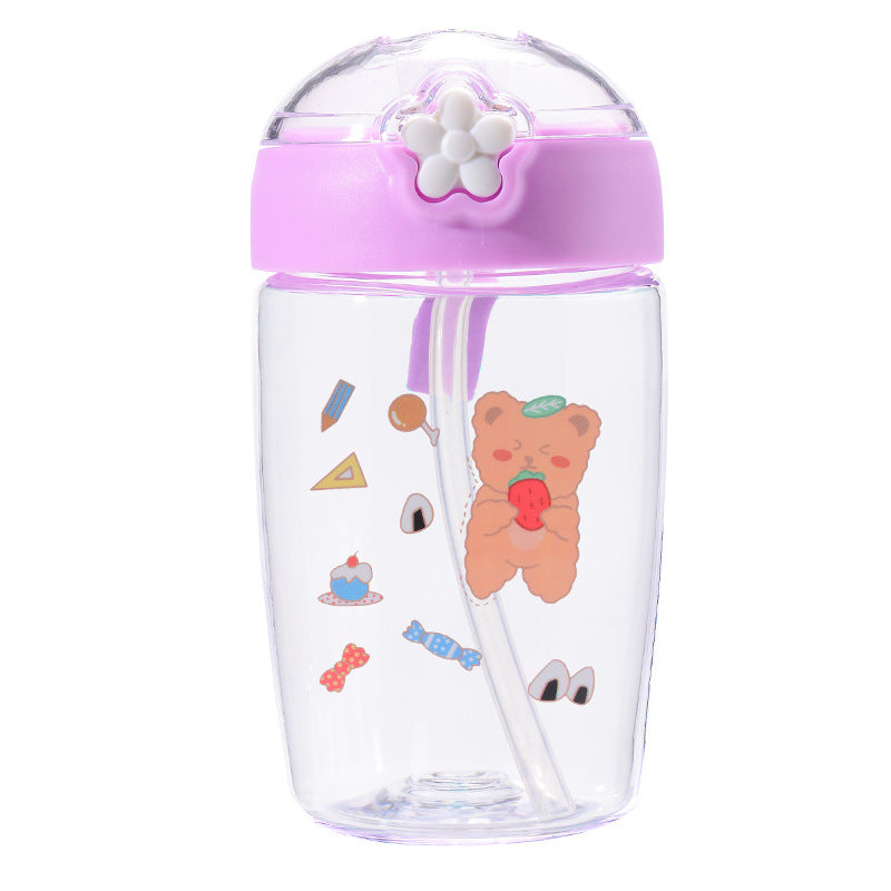 Children's Leak-Proof Plastic Water Cup with Straw - Double & Single Styles
