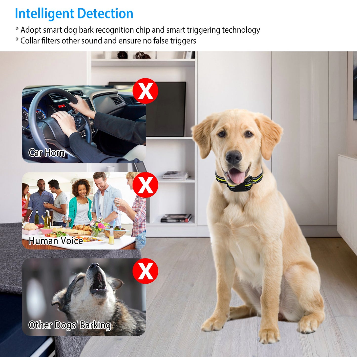 Rechargeable Waterproof Dog Bark Collar with Beep Vibration Static Modes