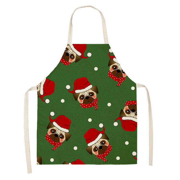 Christmas Dog Linen Apron for Kitchen Household Storage - Multiple Sizes & Styles