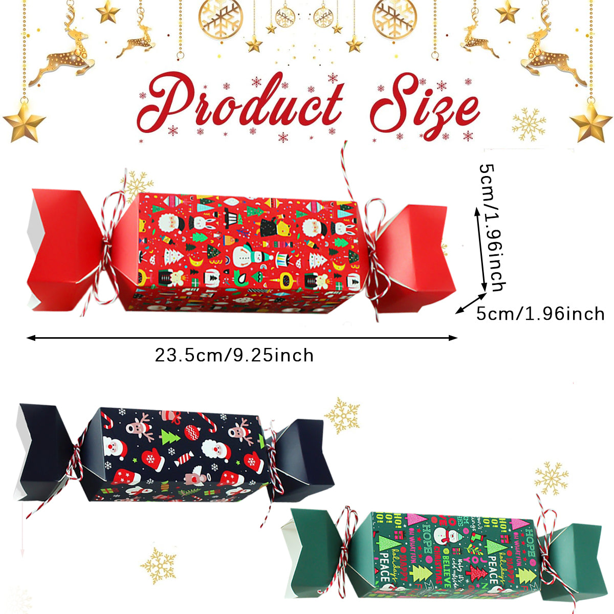 12PCS Christmas Candy Gift Boxes - Red, Green, Black