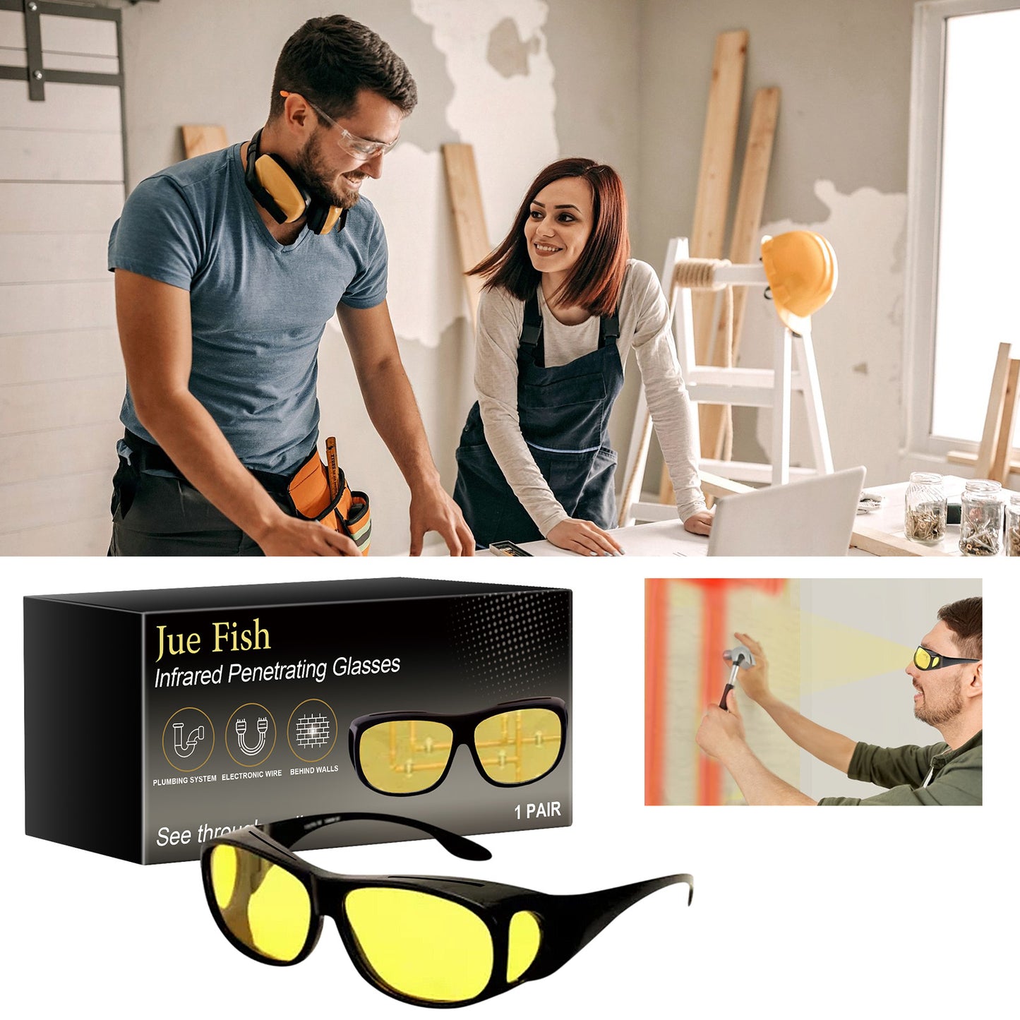 Infrared Penetrating Glasses for Wall Inspection - 150ml Safety Eyewear