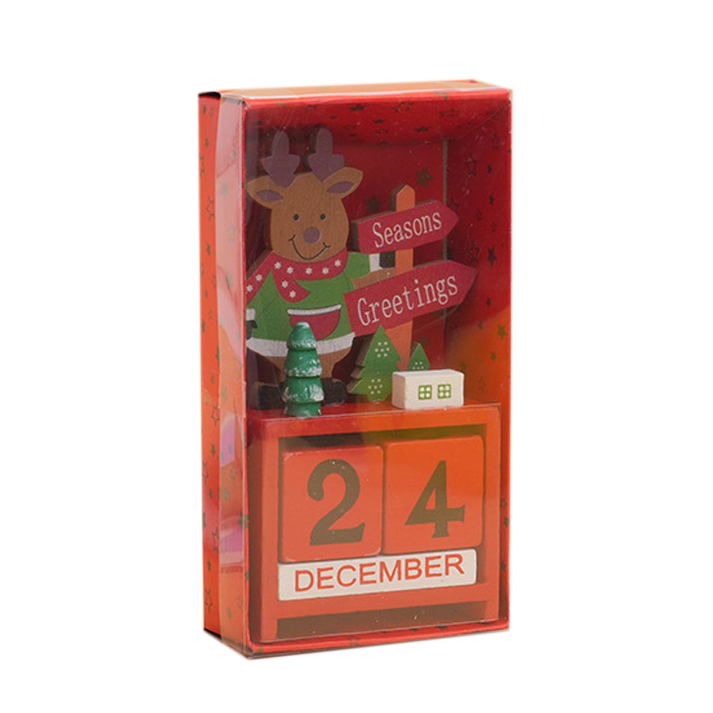 Xmas Desk Calendar - Wooden Block Tabletop Decoration