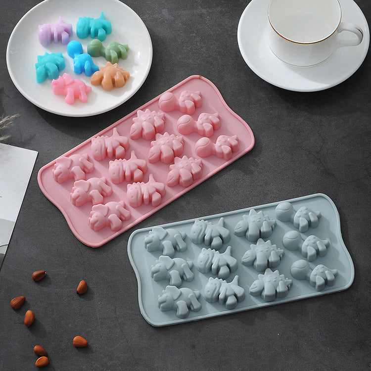 Animal Shape Silicone Mold for Chocolate Candy Baking Ice Cube Crafts - Pink & Blue Variants