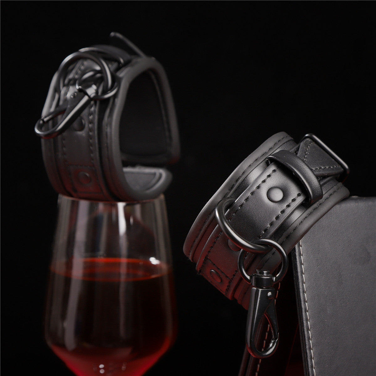 Soft Leather Black Handcuffs - Adjustable & Discreet Adult Restraints
