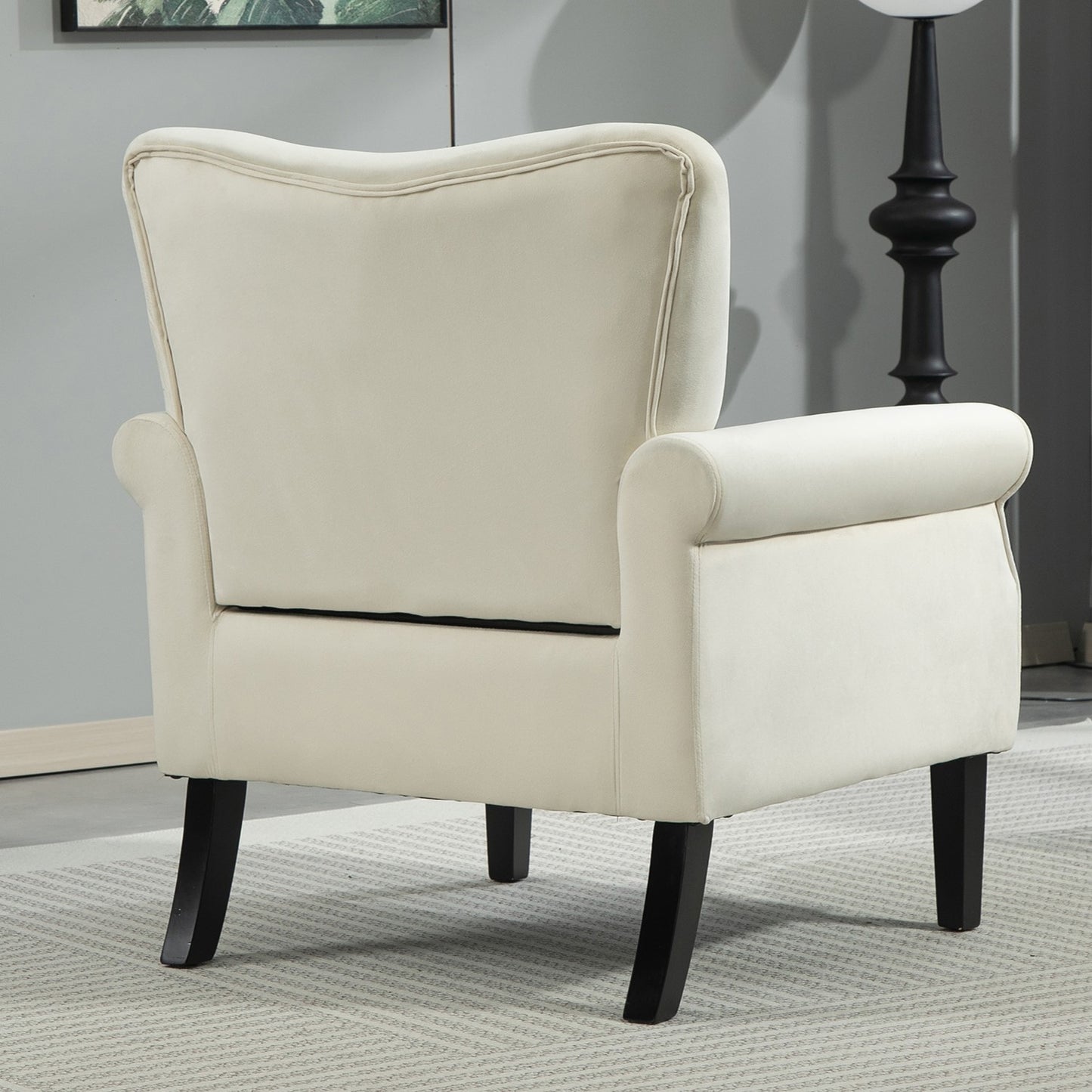 Mid-Century Modern Wingback Accent Chair, Upholstered Fabric Armchair