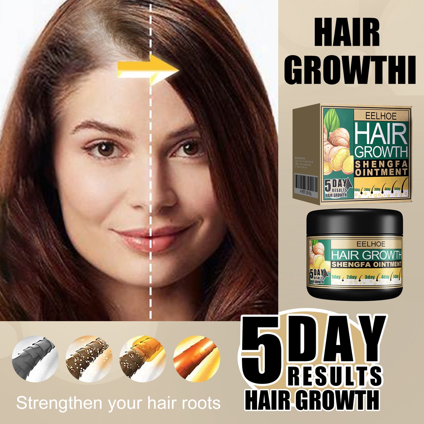 Ginger Hair Growth Ointment - Nourishing Scalp Treatment for Thinning Hair