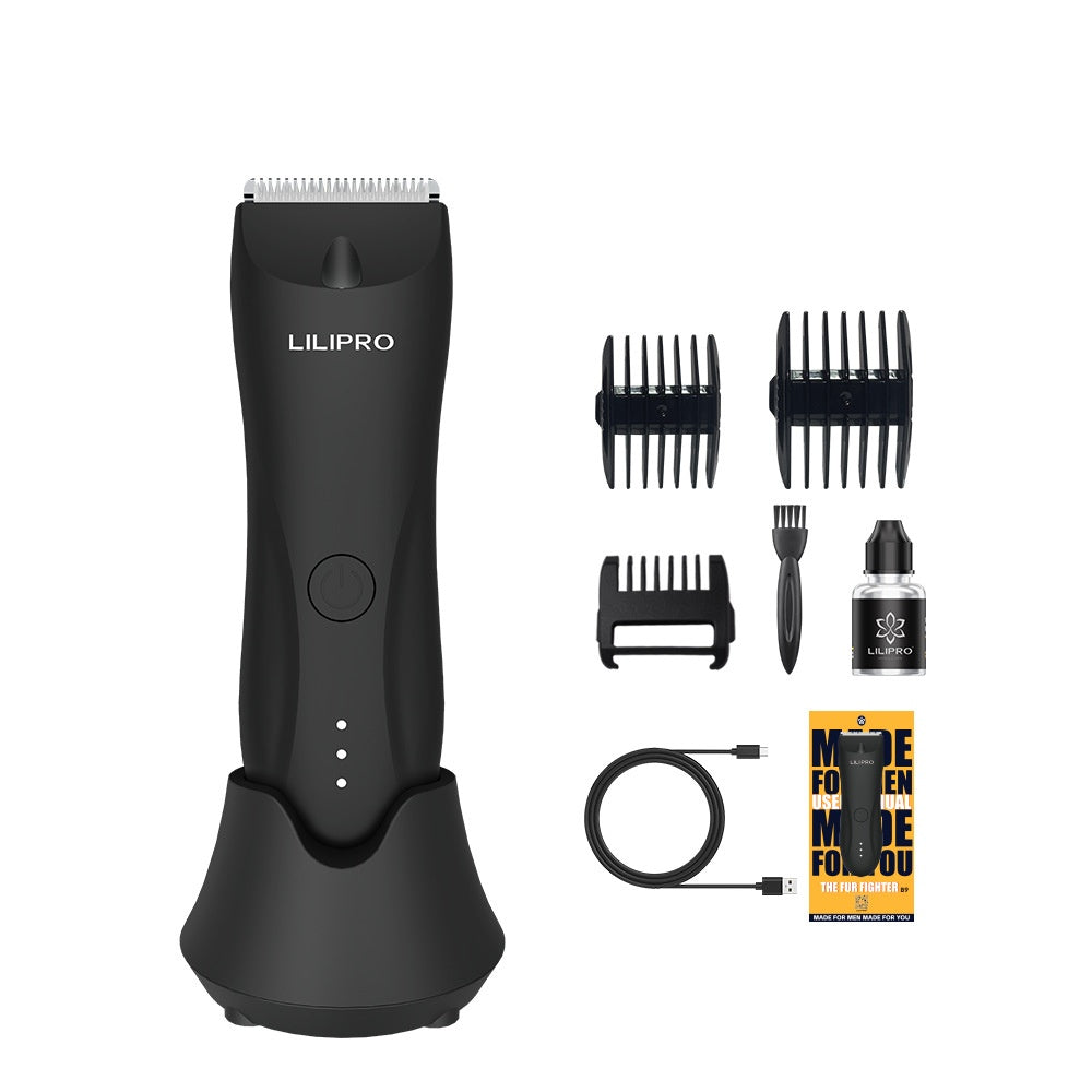 Waterproof Electric Body Hair Clipper - Black