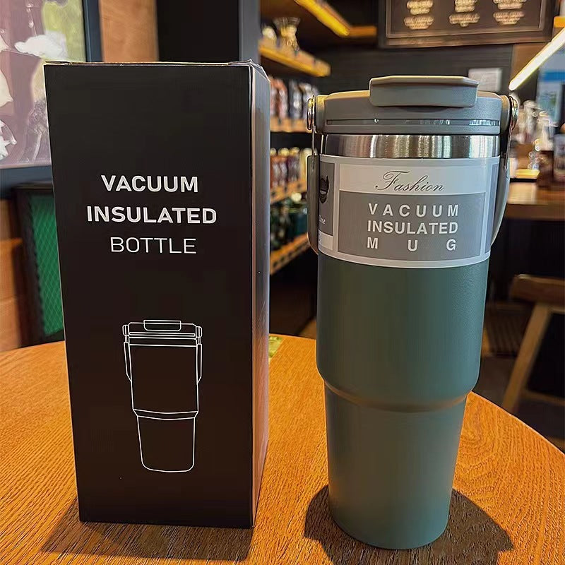 Insulated Stainless Steel Double Drink Cup - 900ml Capacity, Portable Thermos Mug