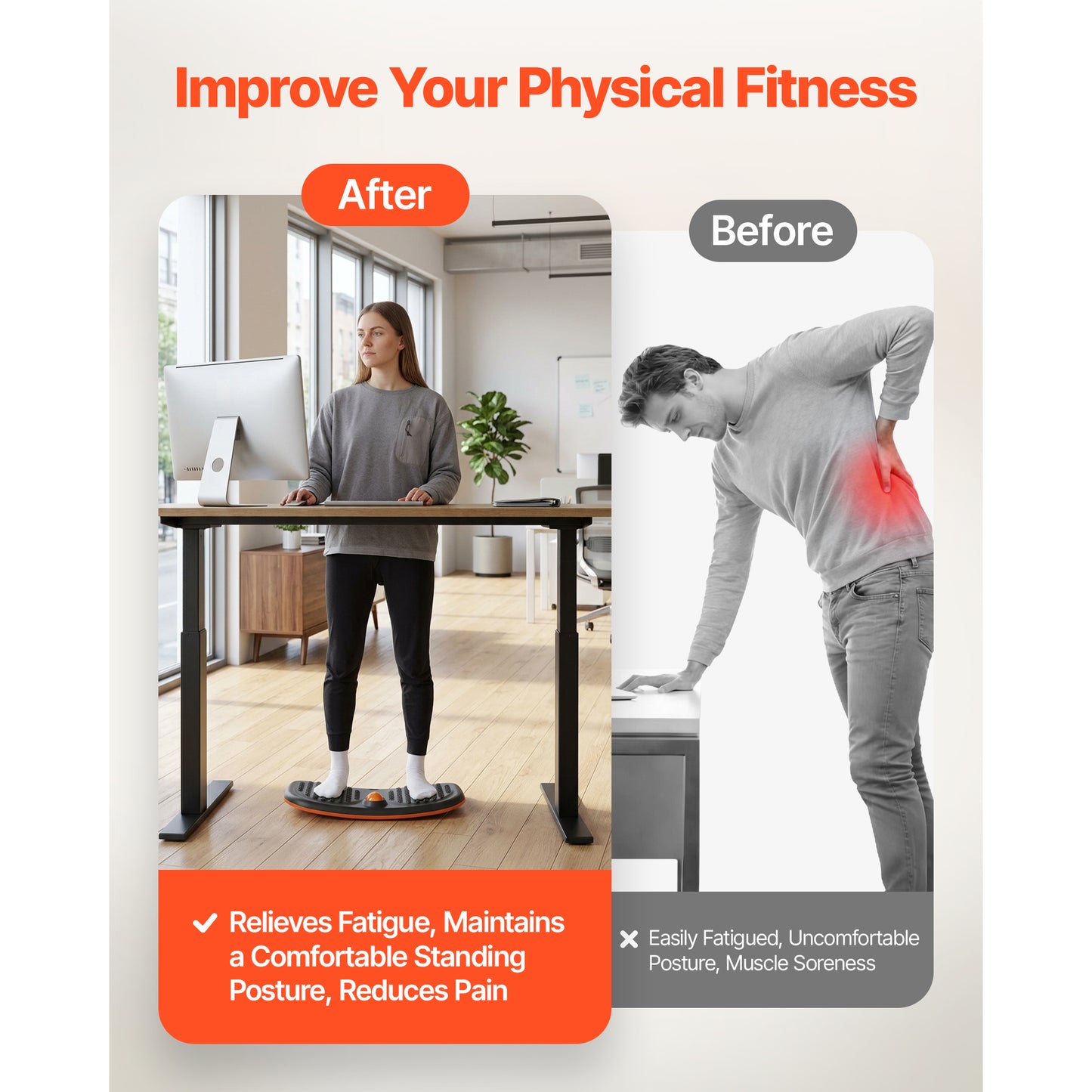 Balance Board for Core Training and Standing Desk Exercises - Lightweight Wobble Board