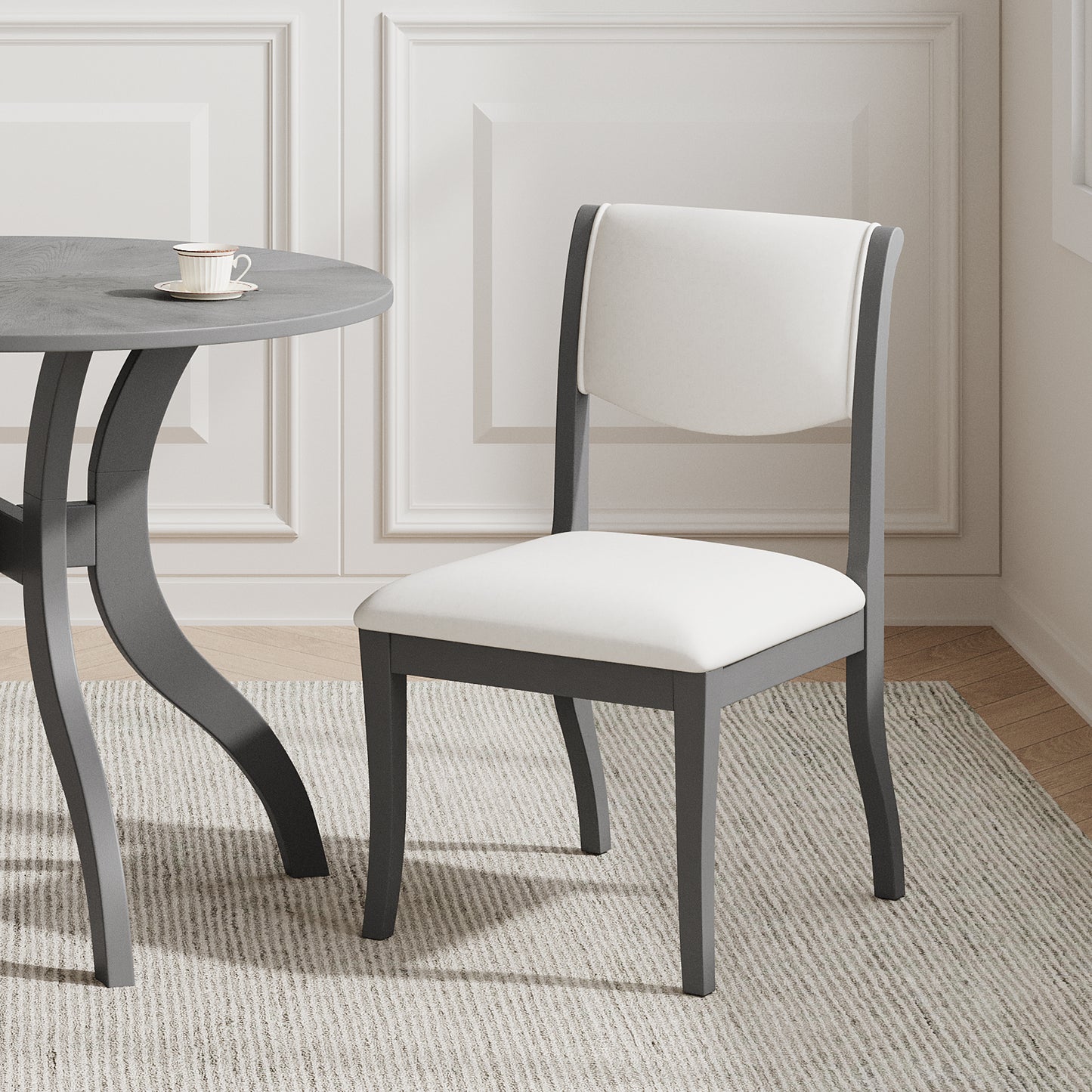39.4-Inch Round Dining Table Set with 2 Chairs - Oak Gray
