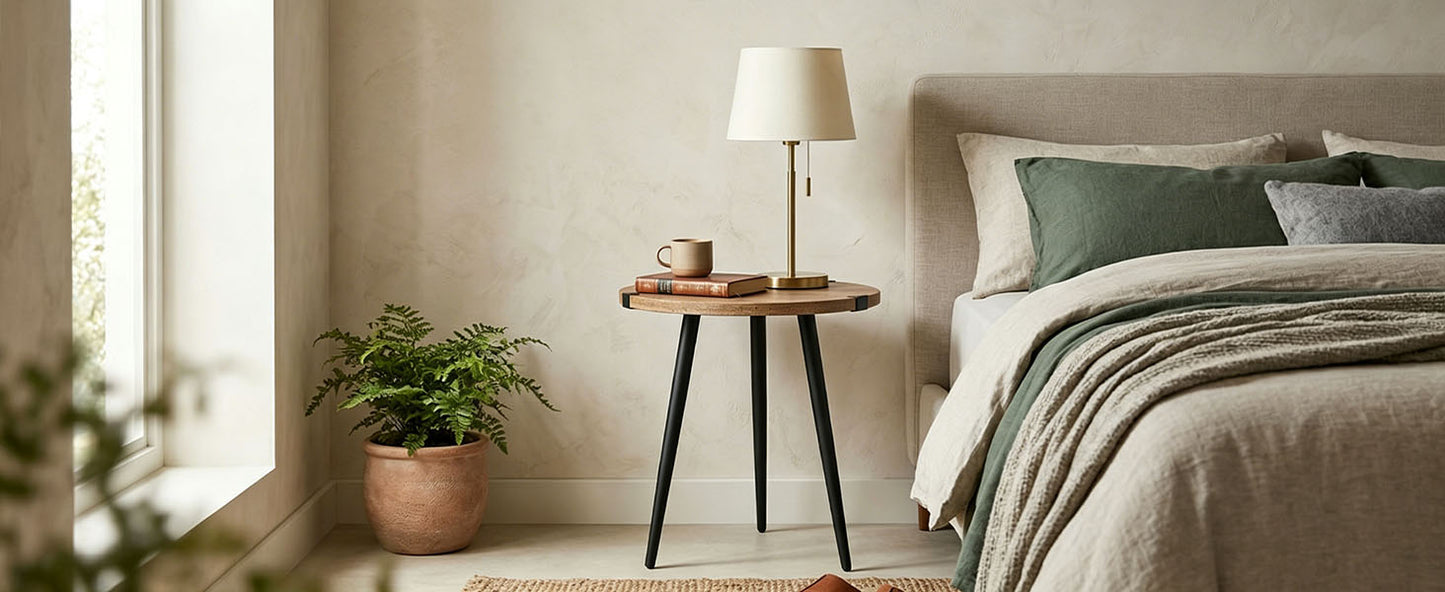 Modern Round Coffee Table for Living Room - Easy Assembly Oak