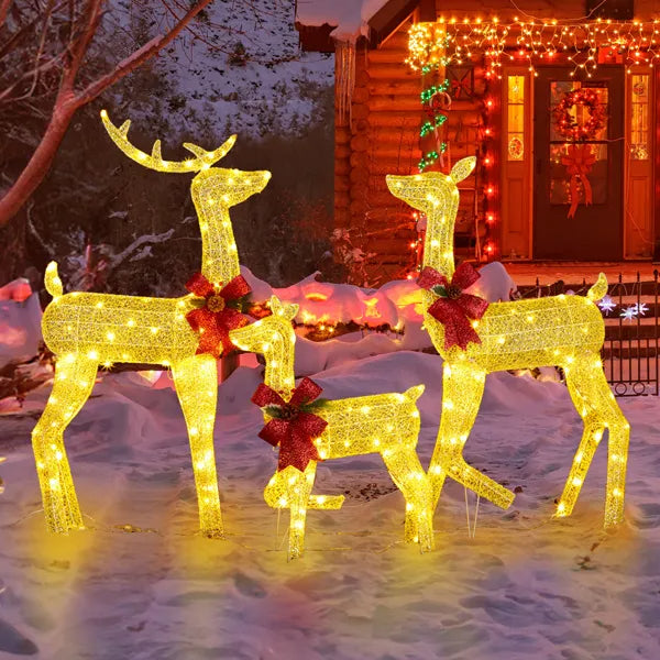 Lighted Christmas Reindeer Family Set - 3-Piece Outdoor Decor