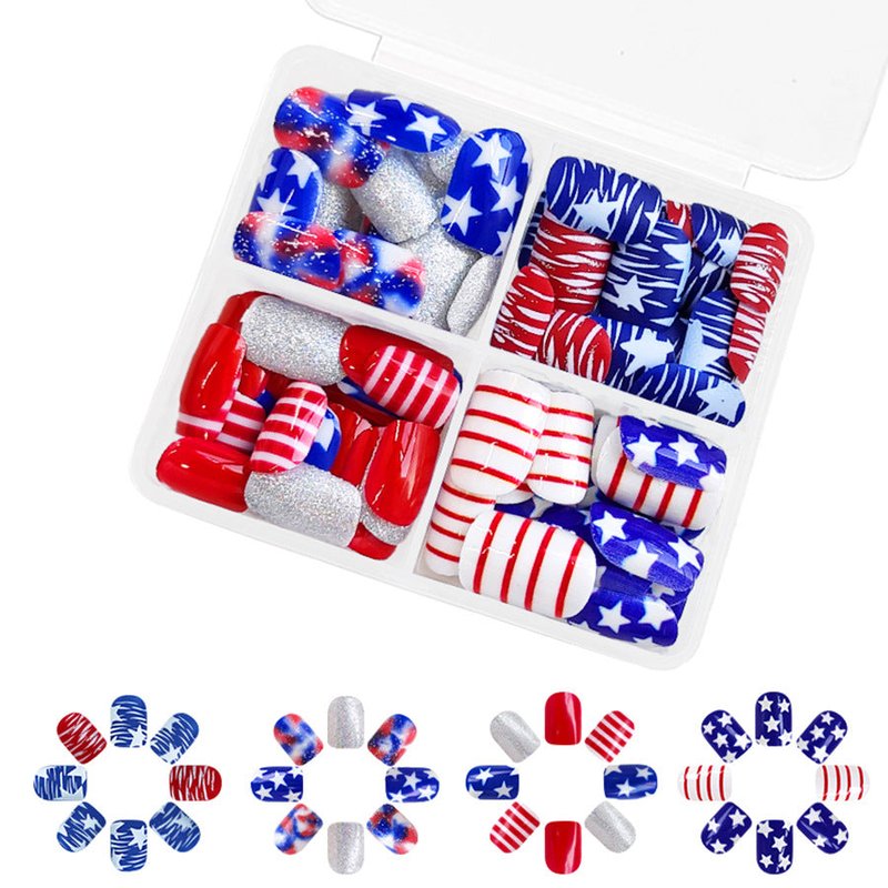 Glitter Nail Tips Independence Day - 4 Pack