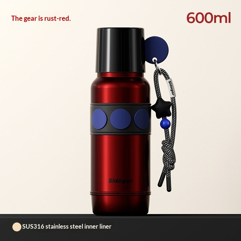 Insulated Water Bottle 600ml with Handle Stainless Steel Travel Drinking Bottle
