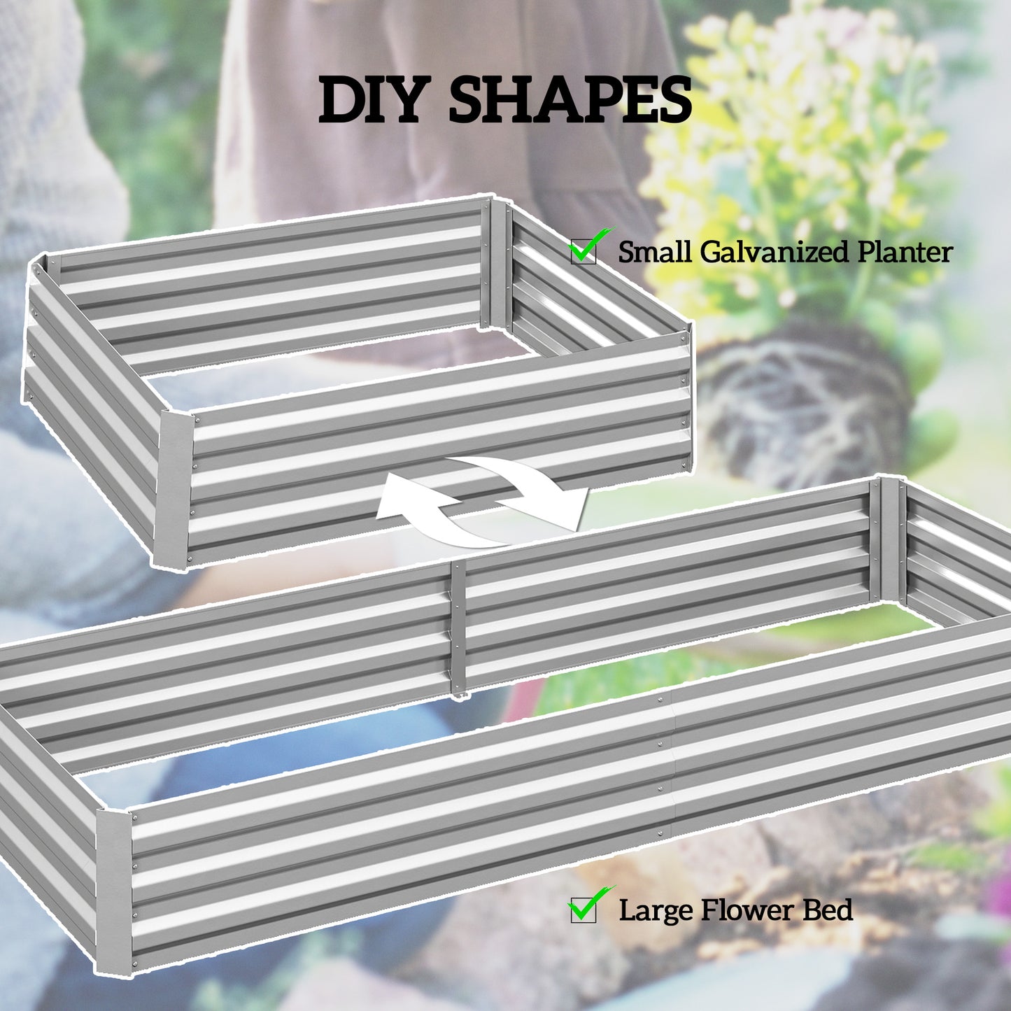 Galvanized Raised Garden Bed 95 x 36 x 12 Inches for Vegetables Herbs Flowers