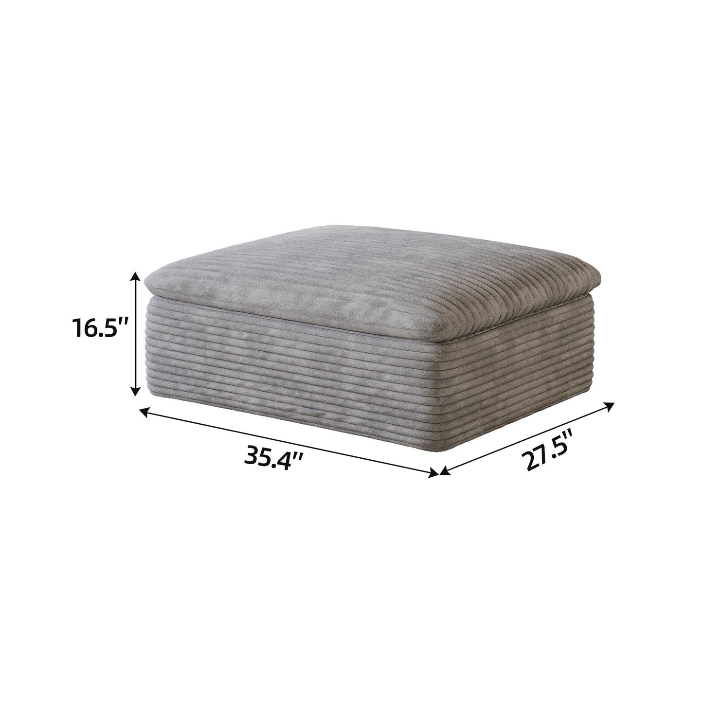 Grey Fabric Ottoman - Versatile Living Room Seating