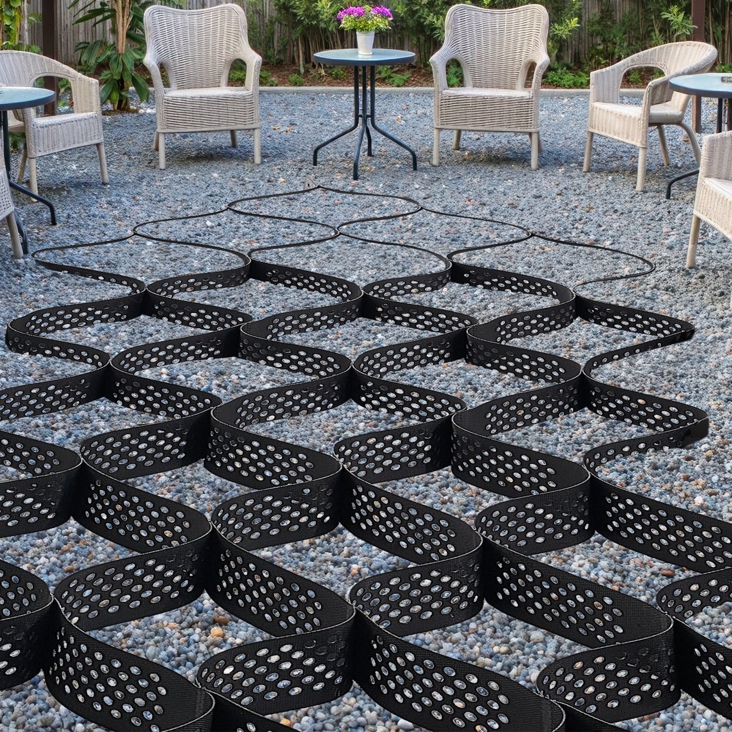 Ground Grid 4-Inch Depth Geocell Grid for Gravel Driveways & Slopes - Black