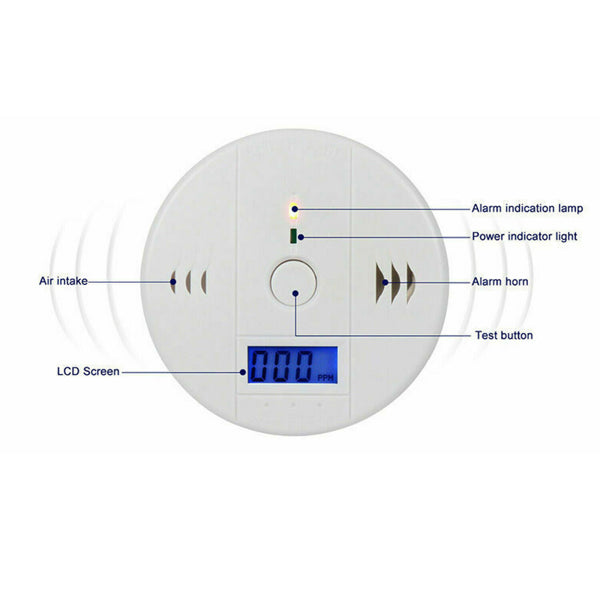 2 Pack LCD Display CO Carbon Monoxide Gas Detector Device Home Safety