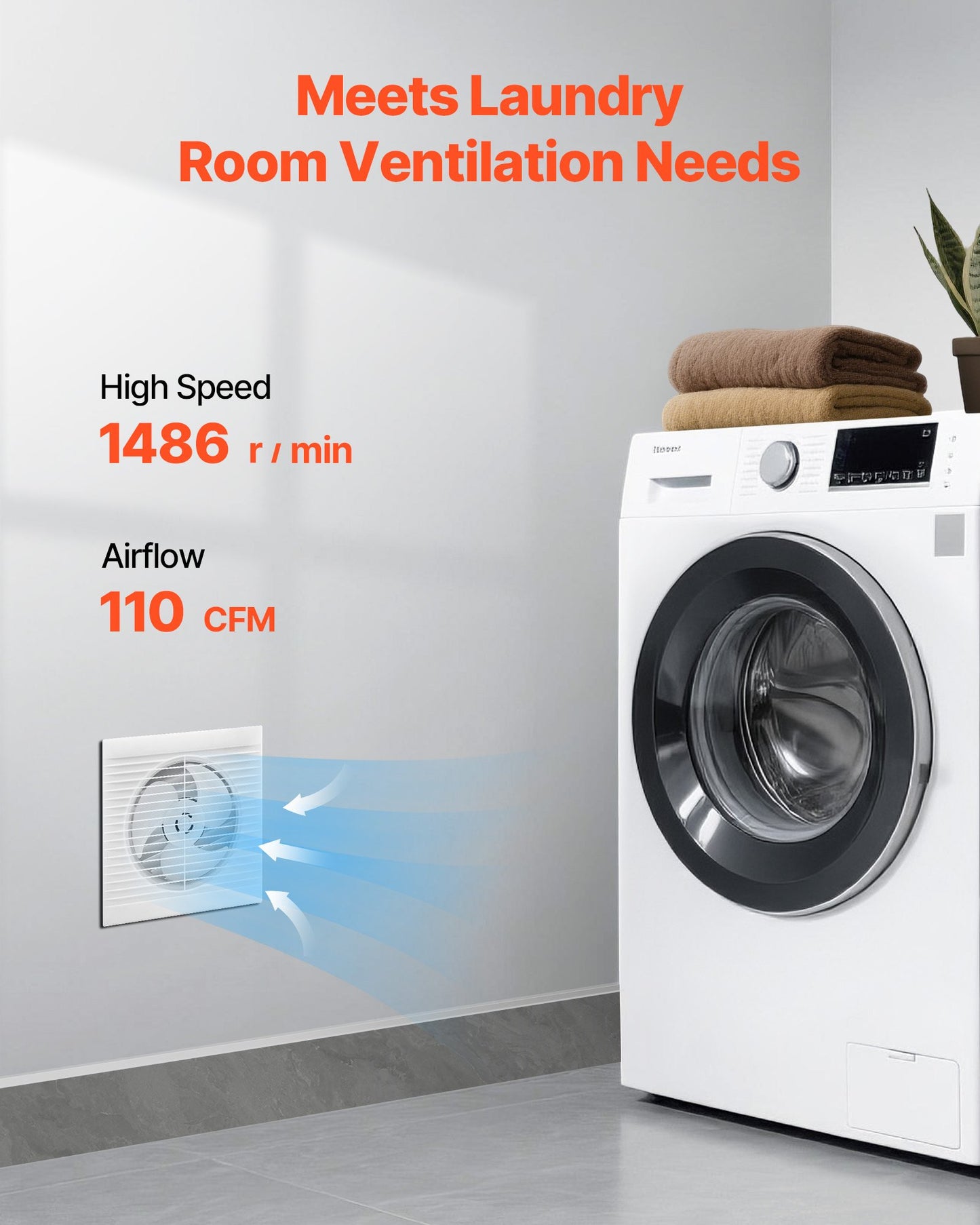 6 Inch Wall Ventilation Fan - Quiet Exhaust Fan with AC Motor 110 CFM for Bathroom Garage Laundry