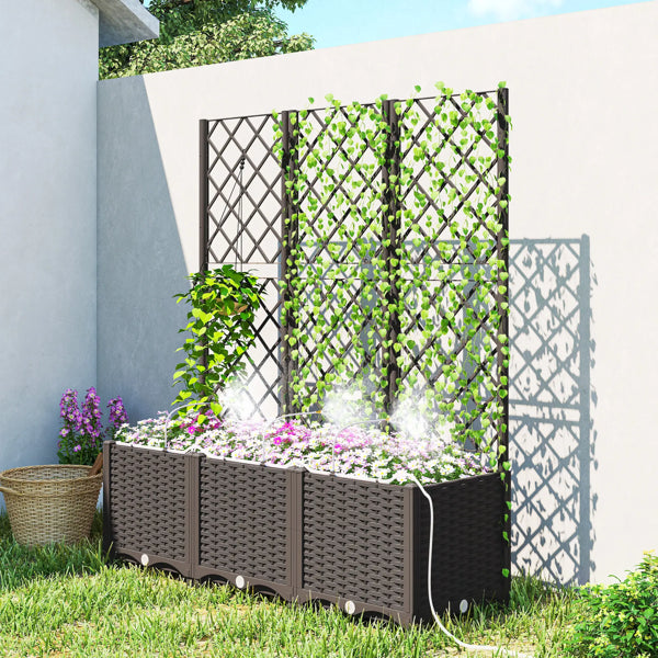 Raised Garden Bed with Trellis and Automatic Watering Timer