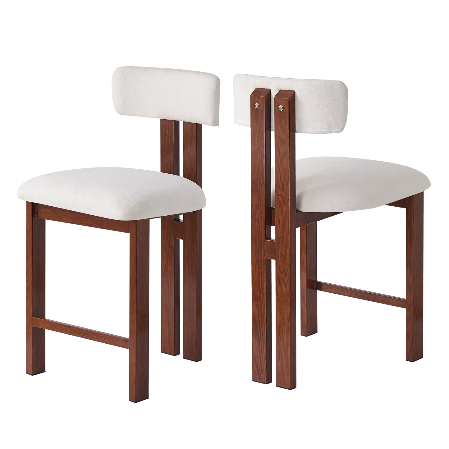 26.5 Stylish Round Stools With Low Back - Comfortable Upholstered