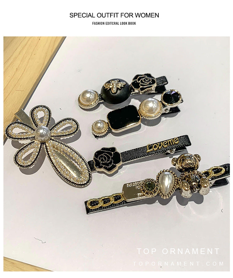 Women's Hair Clip Set - Fringe Side Barrettes in Multiple Colors & Styles