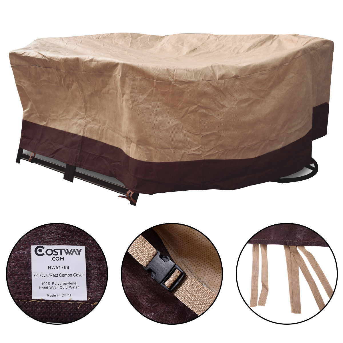 72 Inch Waterproof Outdoor Table Cover for Oval/Rect Tables