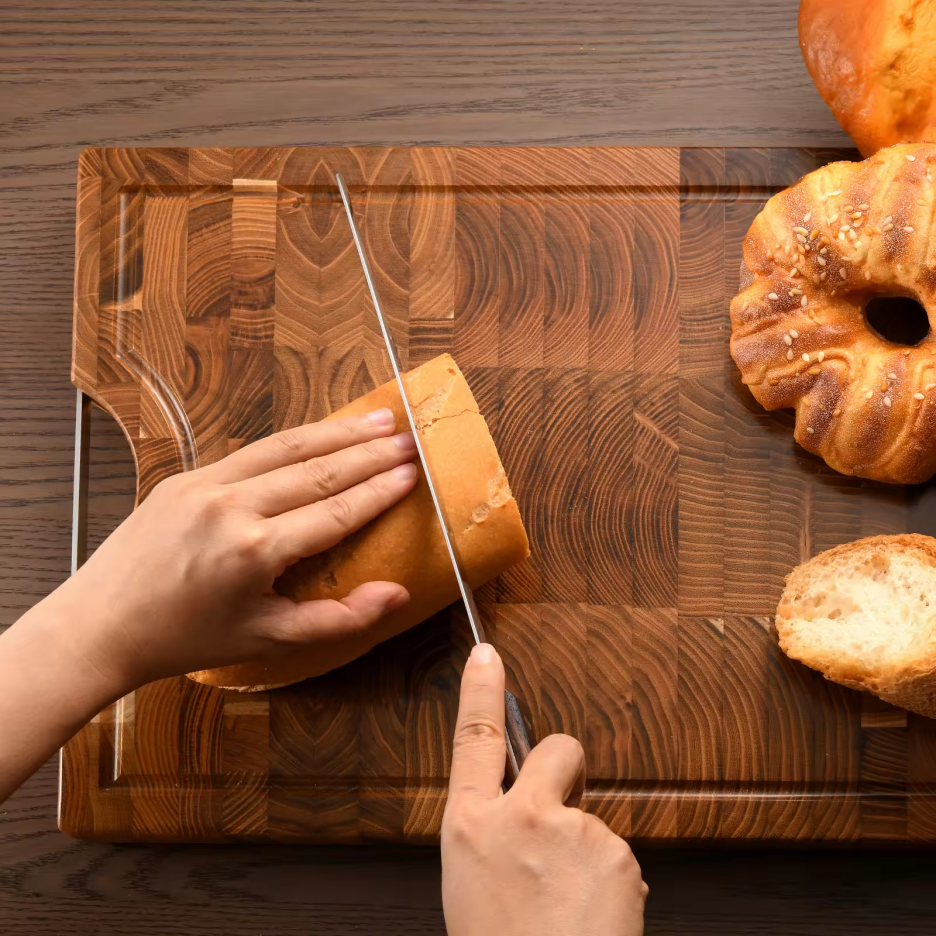 10-Inch Carbon Steel Bread Knife with Wooden Handle