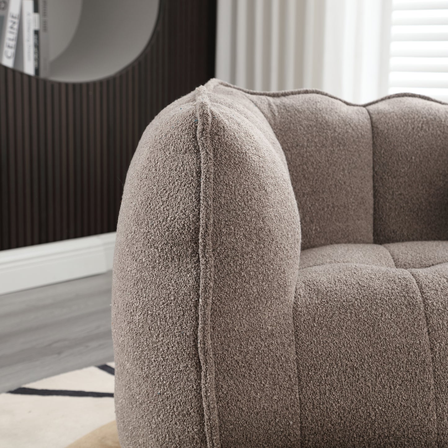 Coffee Soft Bean Bag Chair with Foam Filling - Comfortable Lazy Sofa