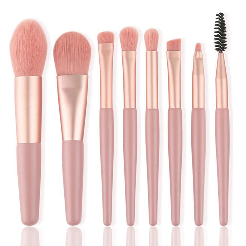 Mini No. 8 Makeup Brush Set - Assorted Styles, 8-Piece Portable Cosmetic Tools