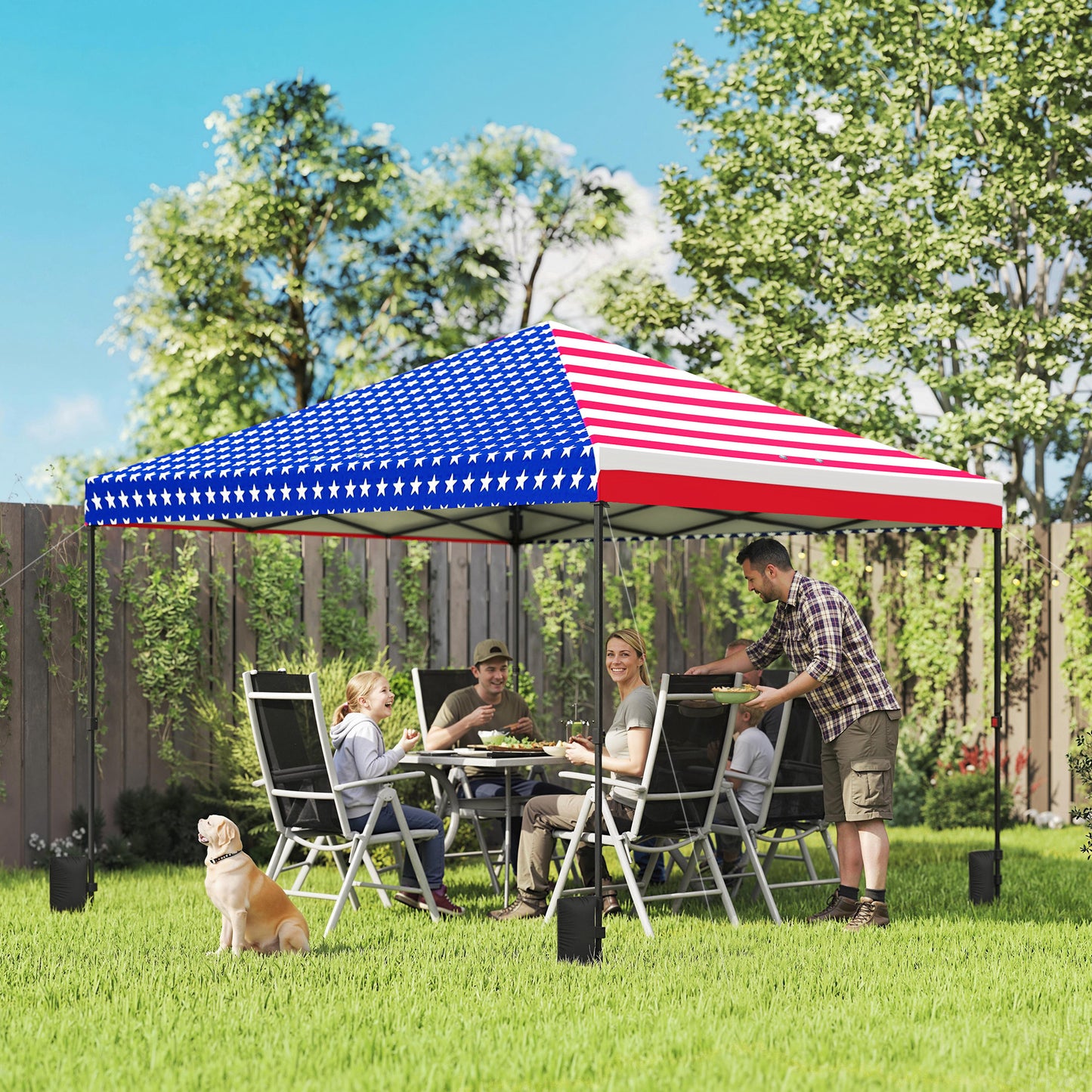 10x10 ft Pop Up Canopy Tent - American Flag Design