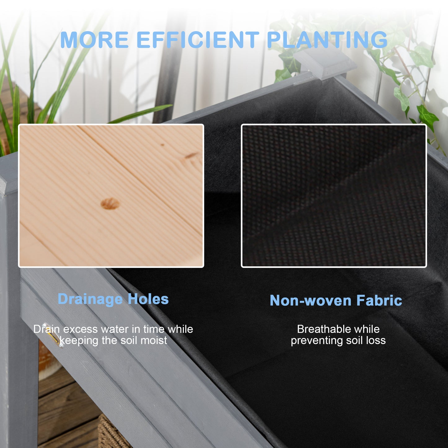 48-Inch Elevated Wooden Garden Bed with Legs for Vegetables Herbs Flowers - Dark Gray