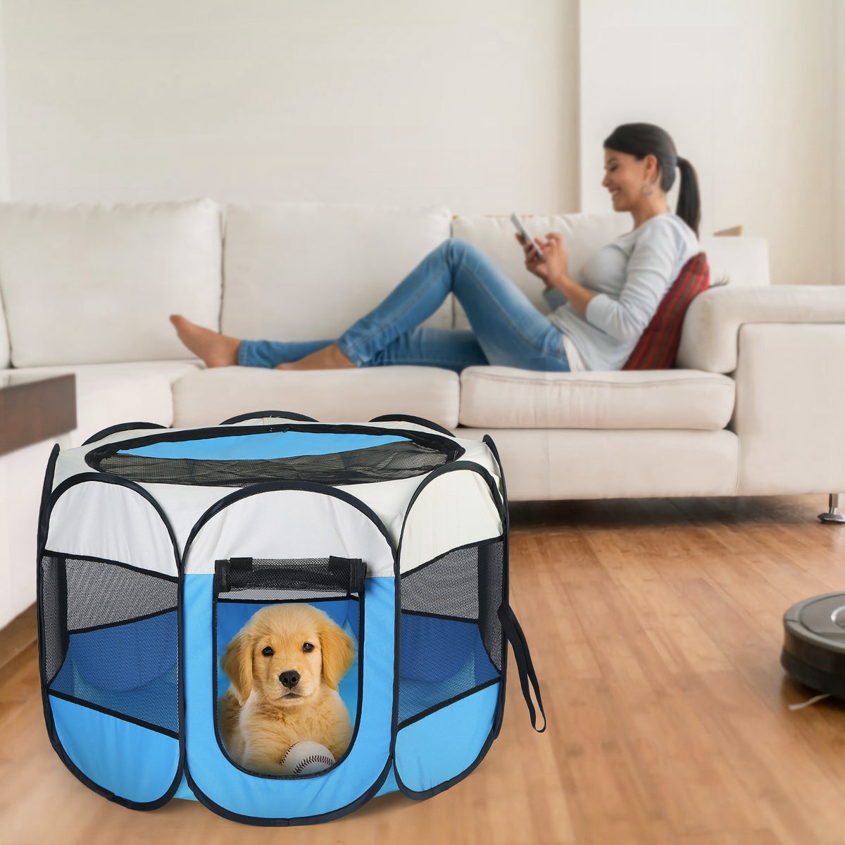 Portable Foldable Pet Tent for Dogs Cats & Small Pets - Water-Resistant Indoor Outdoor Kennel