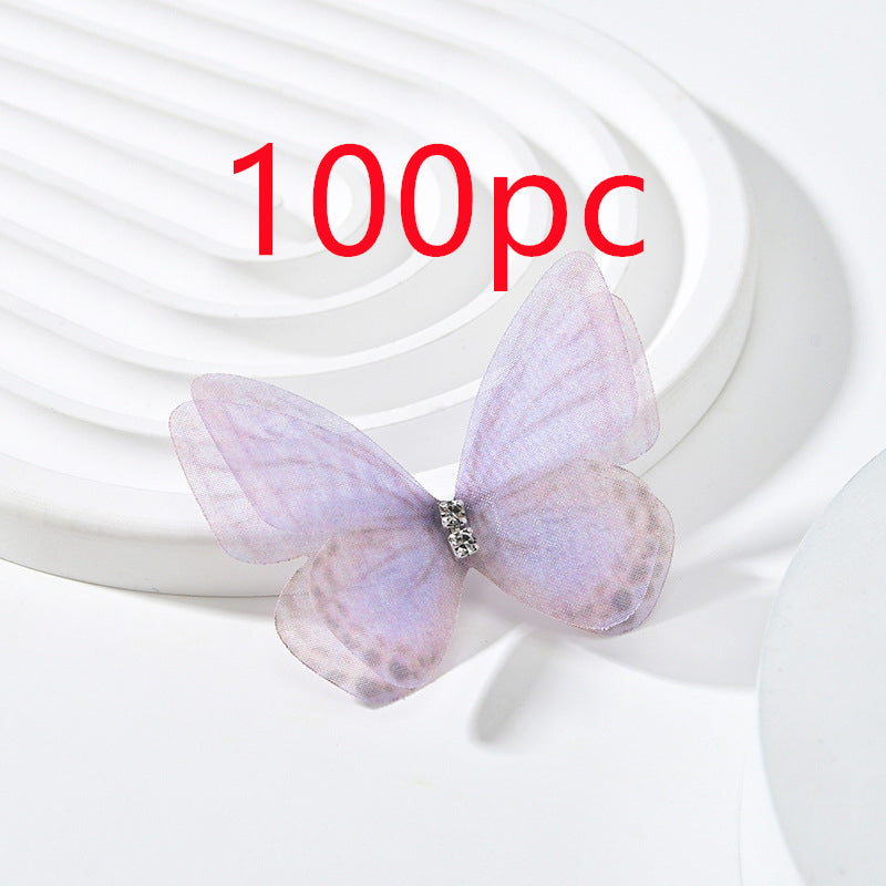 Double Layer Mesh Butterfly Jewelry Headdress with Floral Print - DIY Handmade