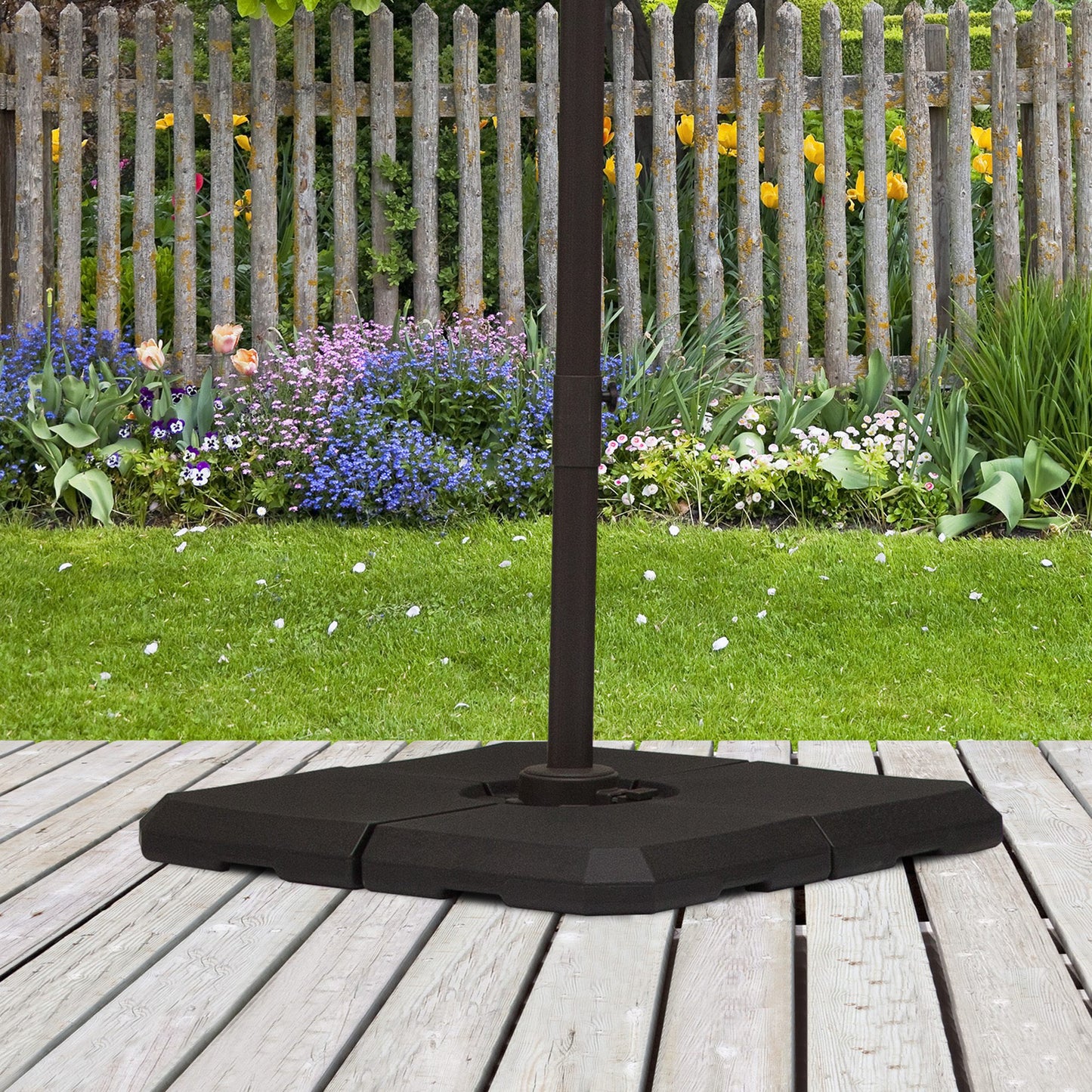 Heavy Duty 4-Piece Offset Umbrella Stand Base - 264 lb Capacity, Easy Fill