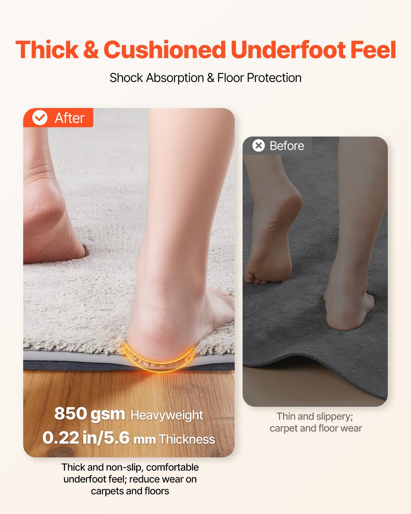 Non-Slip Rug Pad 8x5 Ft for Hardwood Floors - Cushioned Carpet Protector, Black