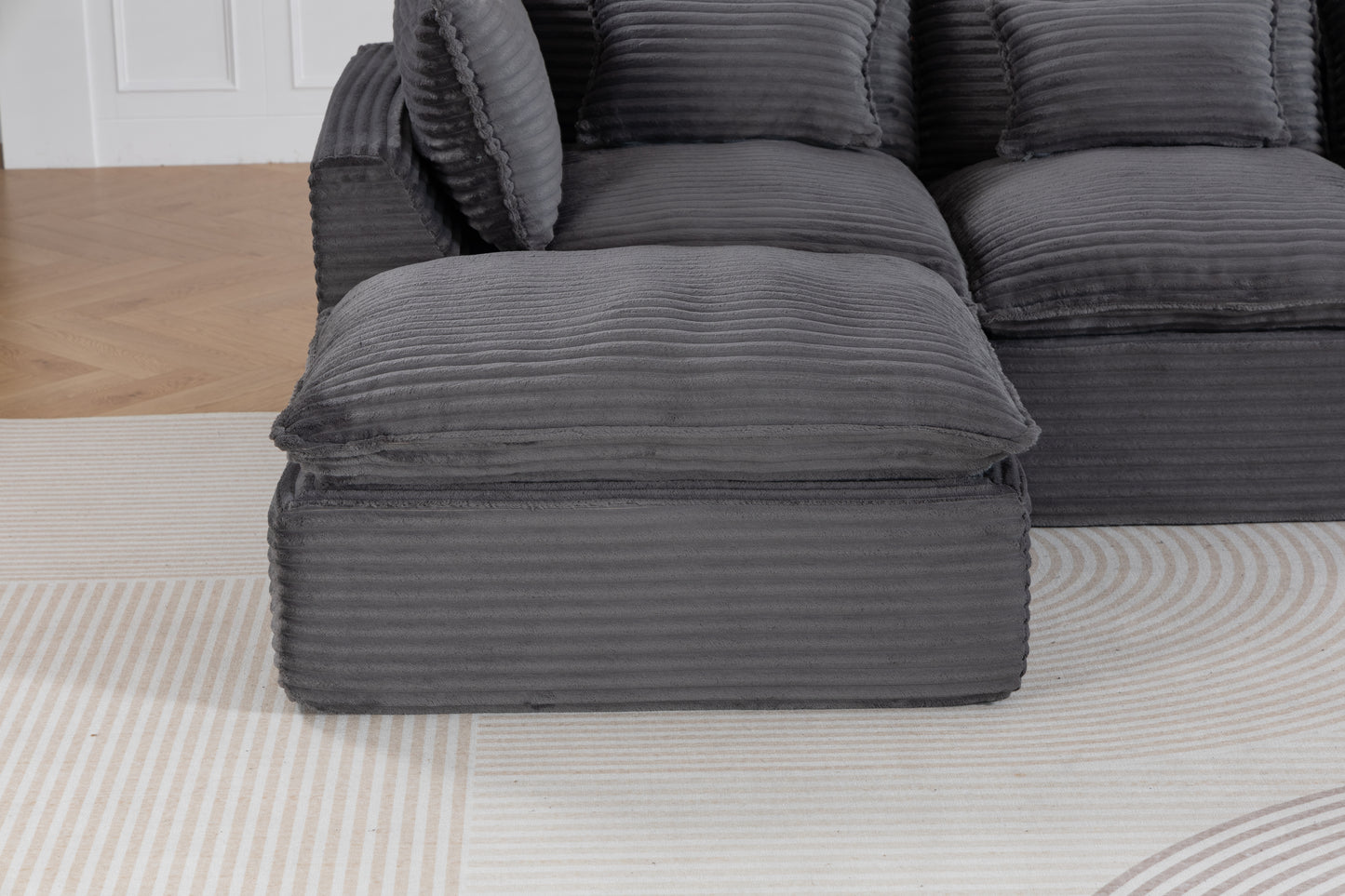 102.3" Modular Sectional Sofa - Comfy Corduroy in Antique Grey