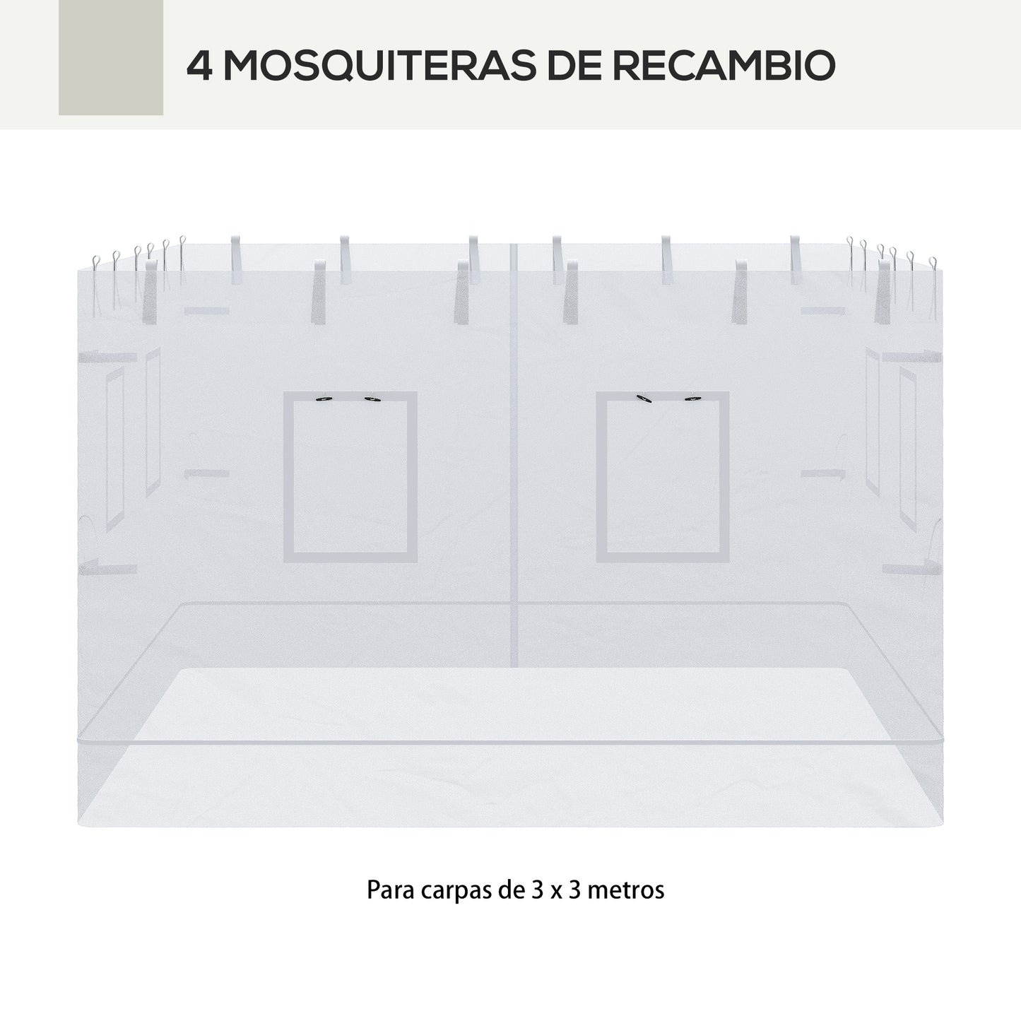Replacement Canopy Screen Walls with 6 Windows & Door - White