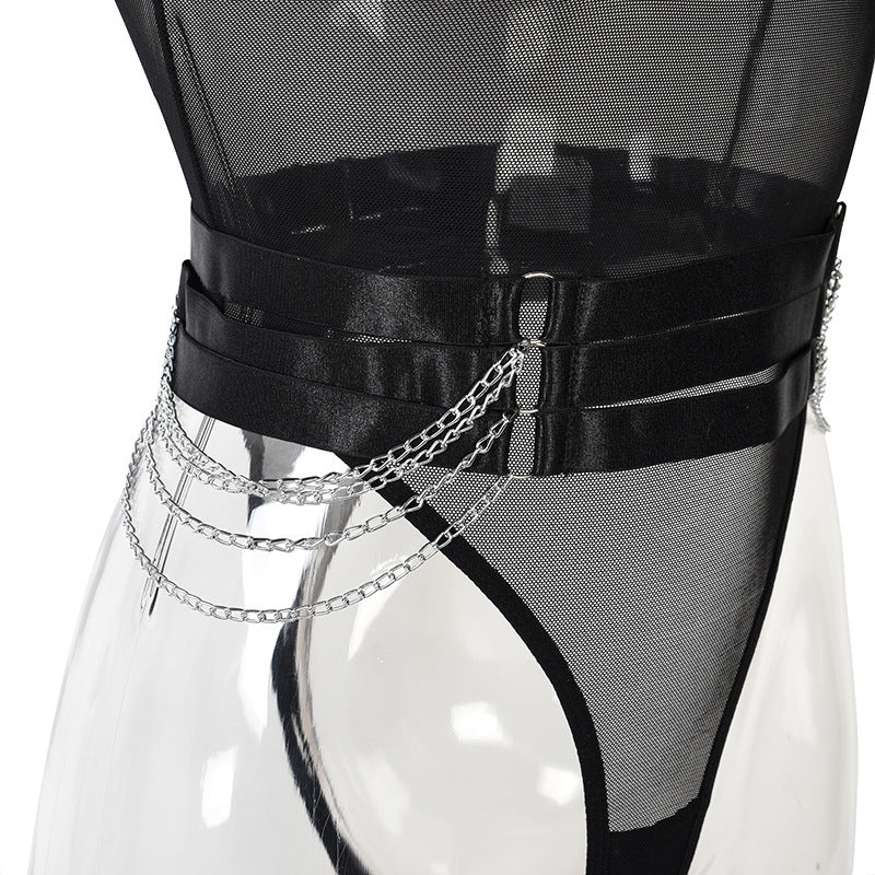Mesh Chain Body-Shaping Corset with Adjustable Support for Women