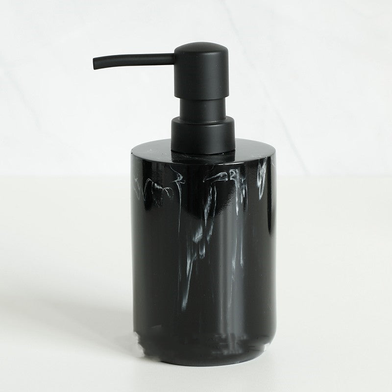 5-Piece Bathroom Accessory Set with Marble Texture Resin Finish - Black & White